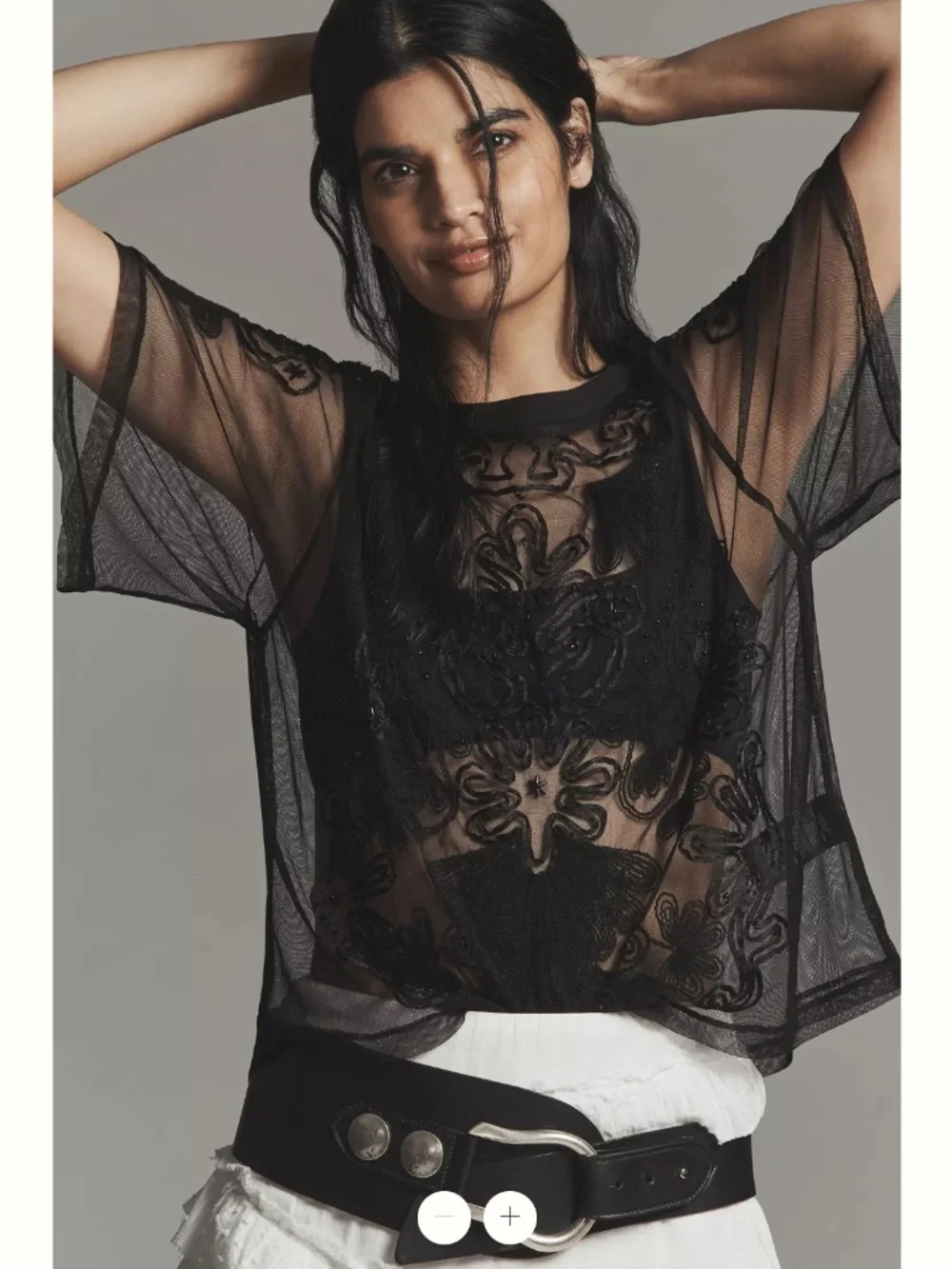 By Anthropologie Sheer Mesh Top - Picture 1 of 7
